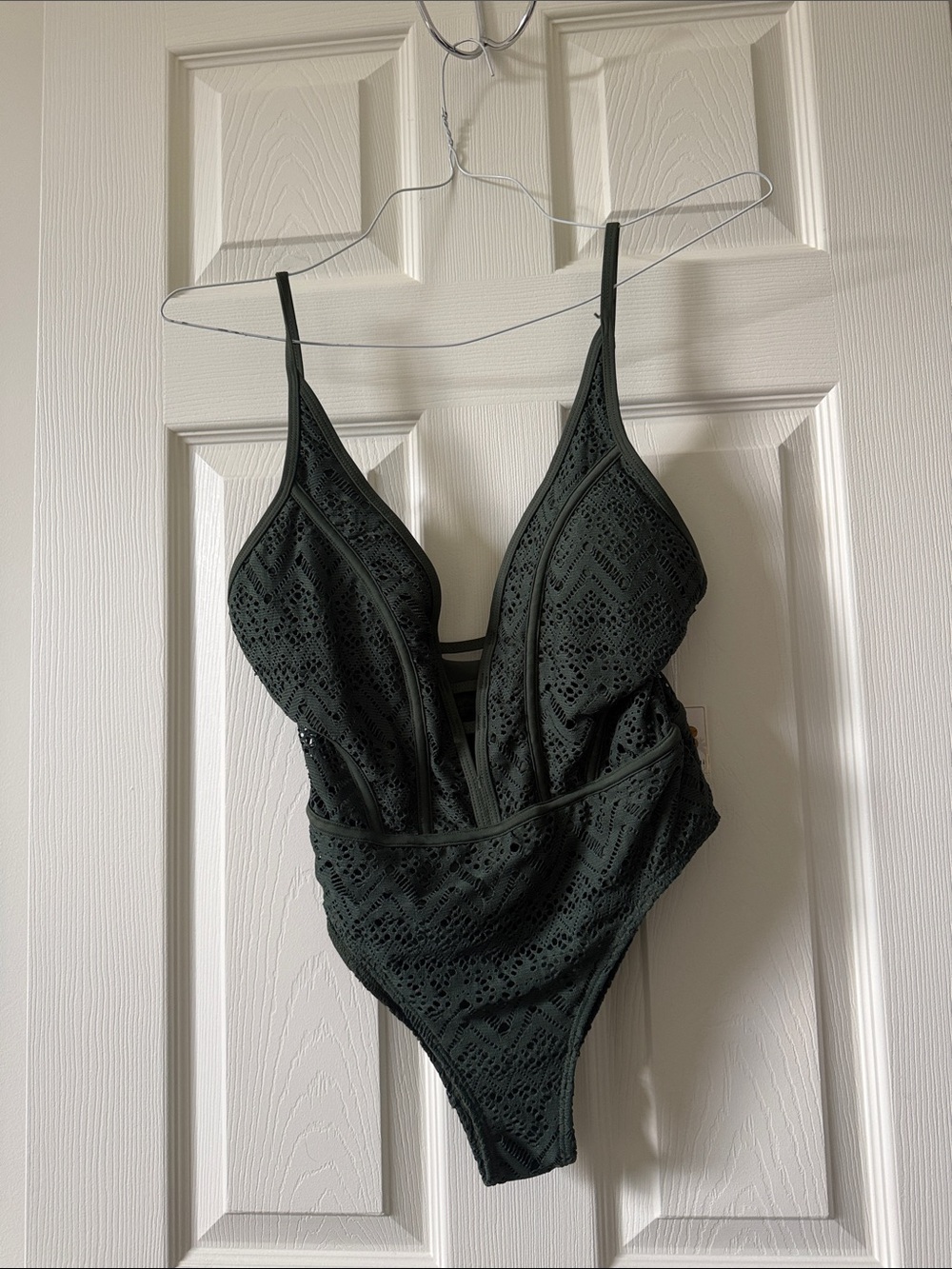 TiniBikini Dark Green Crochet One-Piece Swimsuit